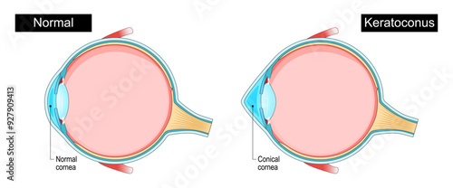 Keratoconus. Eye disorder. Corneal thinning. Progressive eye disease.