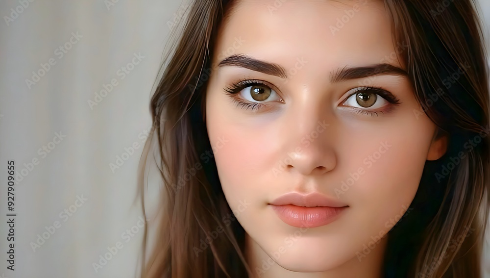 Beautiful Woman with Brown Eyes and Long Brown Hair. Beautiful Woman with Brown Eyes and Long Brown Hair.