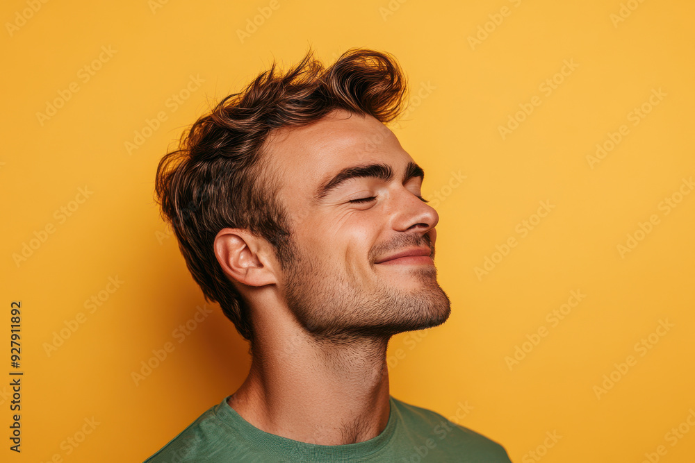 A close up of a man's face with her eyes closed A close up of a man's face with her eyes closed