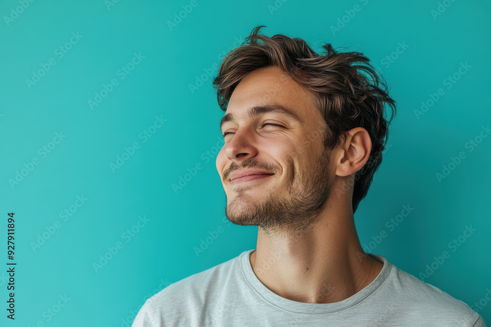 A close up of a man's face with her eyes closed A close up of a man's face with her eyes closed