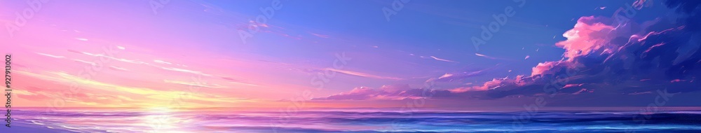 Obraz premium Surreal anime-style Summer Seascape: Enchanted Twilight on the Beach with Ethereal Coastal Vistas for Beach Party Flyers and Ideal Travel Postcards,Anime-Style,illustration,Picture BooksFor Poster,Nov