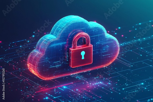 Wallpaper Mural Illustration of Cloud Security Services Technology created with Generative AI Torontodigital.ca