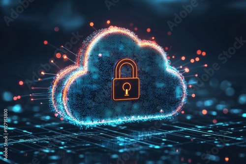 Wallpaper Mural Illustration of Cloud Security Services Technology created with Generative AI Torontodigital.ca