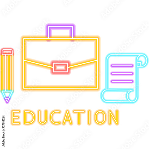 Education Neon Label. Illustration of School Promotion.