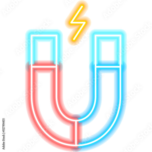 Physics Neon Icon. Illustration of Education Promotion. photo