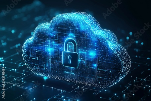 Wallpaper Mural Illustration of Cloud Security Services Technology created with Generative AI Torontodigital.ca