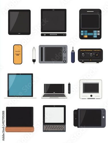 Collection of Electronic Devices in Flat Design