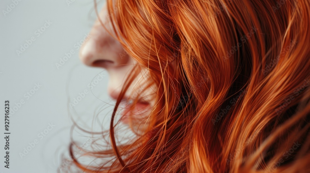 Naklejka premium Red hair lining up on a white backdrop separated