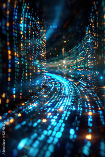 Wallpaper Mural Blue Numbers Streaming in Darkness Torontodigital.ca