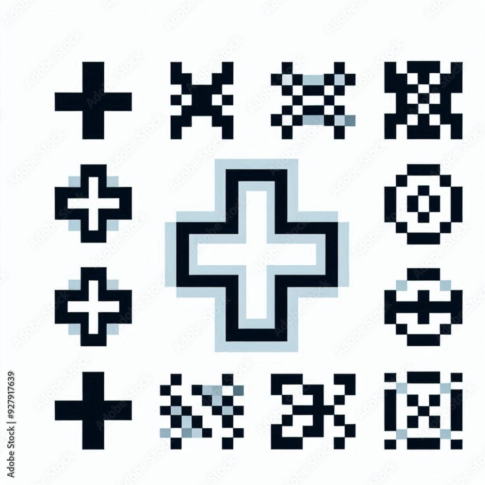 Obraz premium Pixel Art Cross Icon Cancel