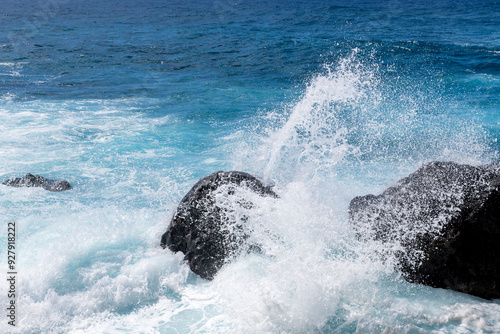Wallpaper Mural Atlantic waves crashing against the rocks at Porto Moniz, Madeira Torontodigital.ca