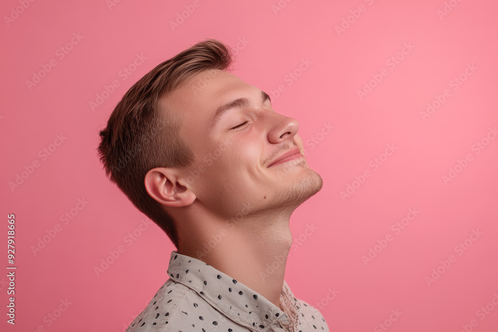 Fototapeta premium A close up of a man's face with his eyes closed