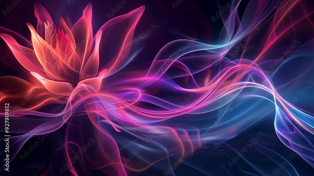 Chakra Petal Lotus Surrounded by Luminous Energy Waves Chakra Petal Lotus Surrounded by Luminous Energy Waves