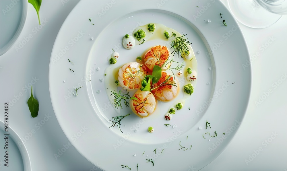 Fresh scallop seafood with cream sauce on plate makes it even beautiful and delicious Generate AI Fresh scallop seafood with cream sauce on plate makes it even beautiful and delicious Generate AI