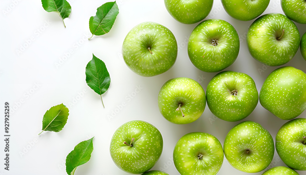 Fototapeta premium Ripe green apples isolated on white