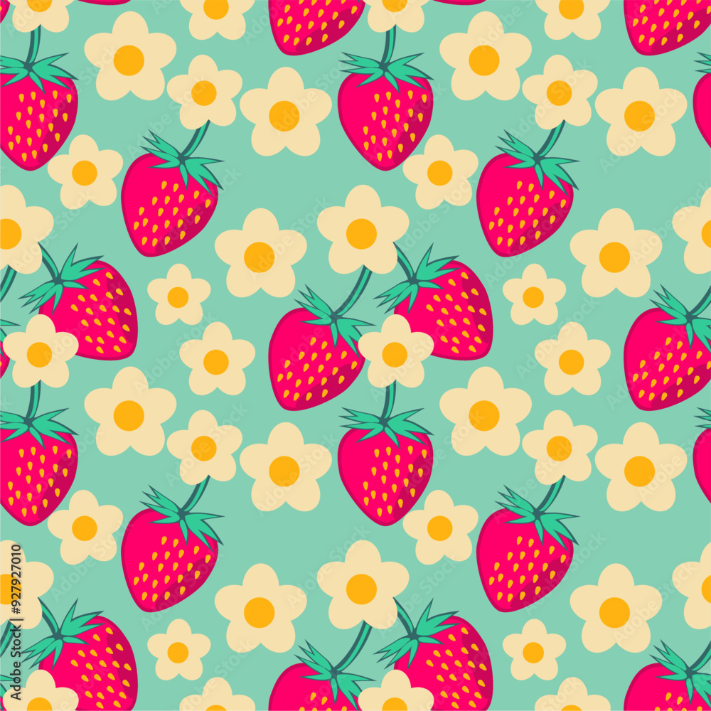 Seamless print pattern wallpaper background with strawberries fresh vegetarian Seamless print pattern wallpaper background with strawberries fresh vegetarian