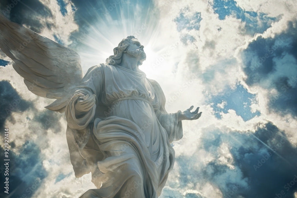 Divine portrayal of a deity in serene paradise heavenly illustration capturing godly essence Divine portrayal of a deity in serene paradise heavenly illustration capturing godly essence
