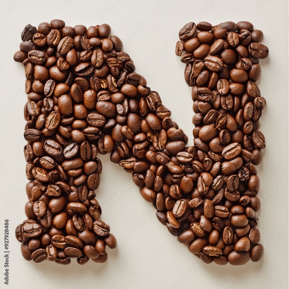 Obraz premium Coffee Bean Letter N