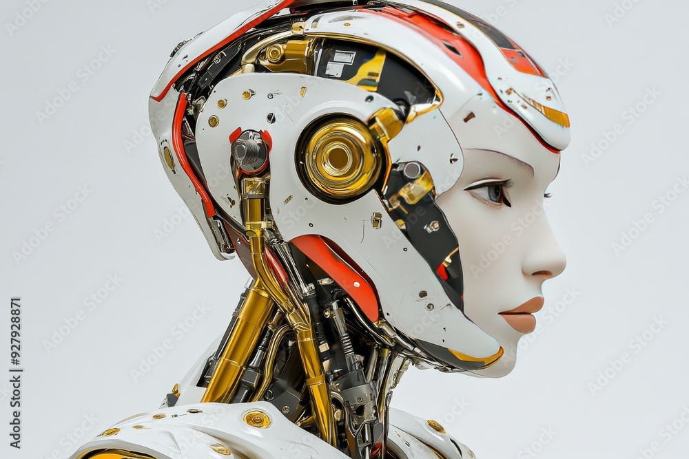 Futuristic robotic head with sophisticated circuitry exploring the potential of AI in mimicking human cognition Futuristic robotic head with sophisticated circuitry exploring the potential of AI in mimicking human cognition