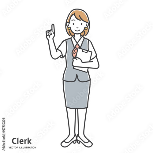 説明している女性の事務員