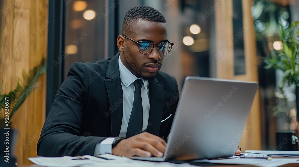 A businessman at his desk, wearing a headset while participating in a virtual meeting, with charts visible on the screen A businessman at his desk, wearing a headset while participating in a virtual meeting, with charts visible on the screen
