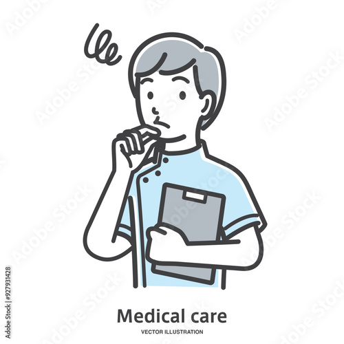 考え込む女性の看護師