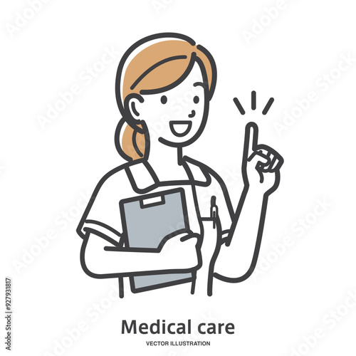 説明している女性の看護師