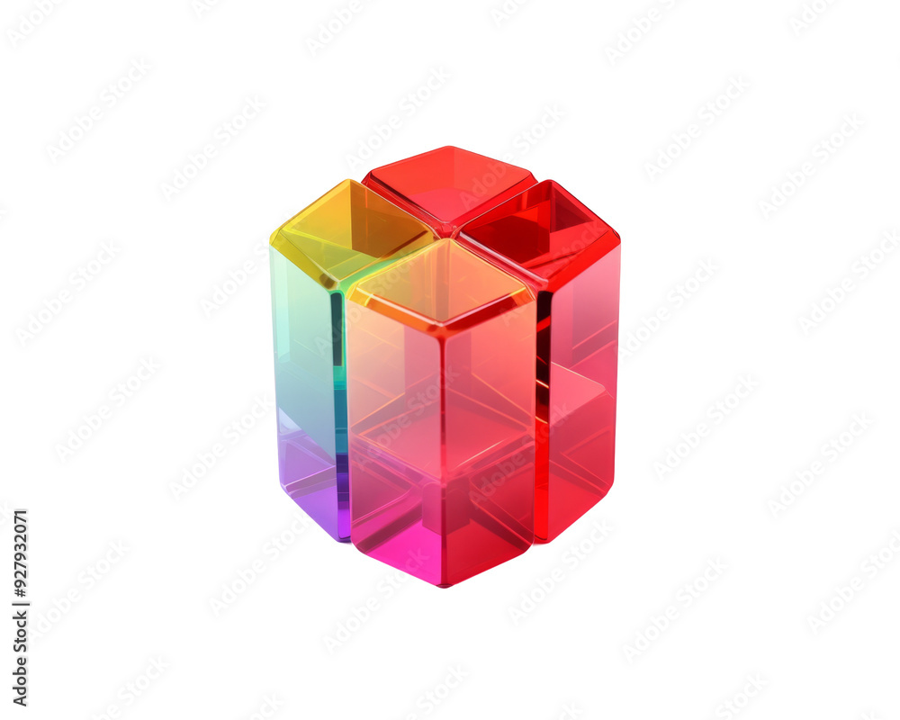 A colorful glass cube isolated on transparent background. A colorful glass cube isolated on transparent background.