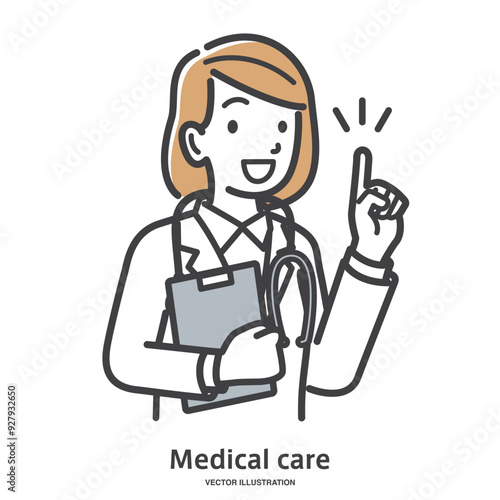 説明している女性の医師