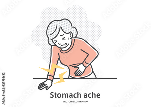 腹痛で苦しむシニアの女性