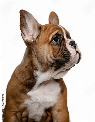 ブルドッグの子犬のポートレート（Bulldog puppy portrait on white background） 