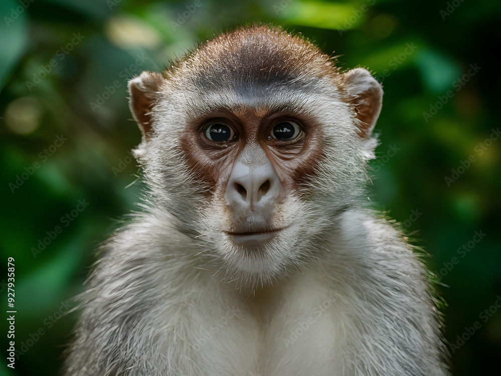 Retrato de un mono en la jungla concepto de viruela y enfermedad