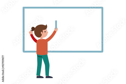 Student Hanging Blank Board Vector Illustration - SVG Files, Cricut Cut Files, Vector Clipart, Graphic Element, T-Shirt Graphics