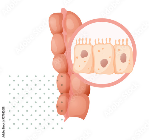 Large Intestine - Intestinal cell system - Stock Illustration