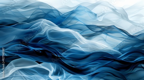 Abstract Background With Wavy Blue And Teal Swirls, Flowing Lines, Liquid Ink Design, Wave Pattern