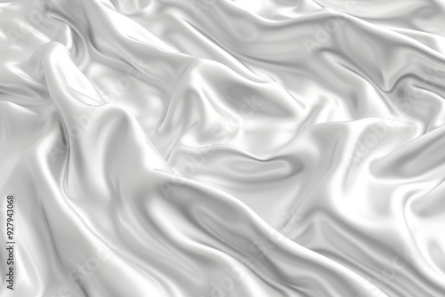 Flowing White Silk Fabric Texture Background, Smooth Elegant Satin Cloth, Abstract Drapery Material