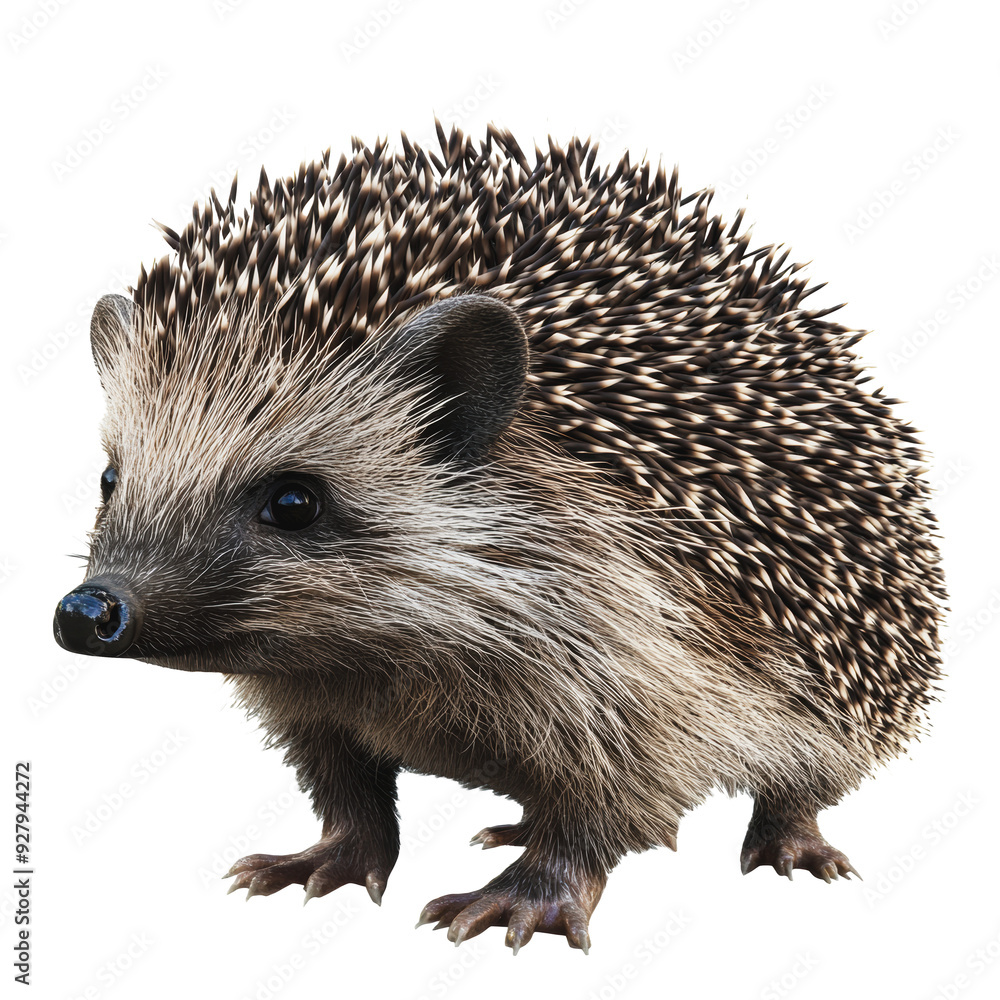 Fototapeta premium PNG Hedgehog standing on a white surface
