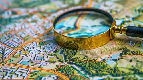 Wallpaper Mural Land purchase concept with magnifying glass on cadastral map Banner with room for text Torontodigital.ca