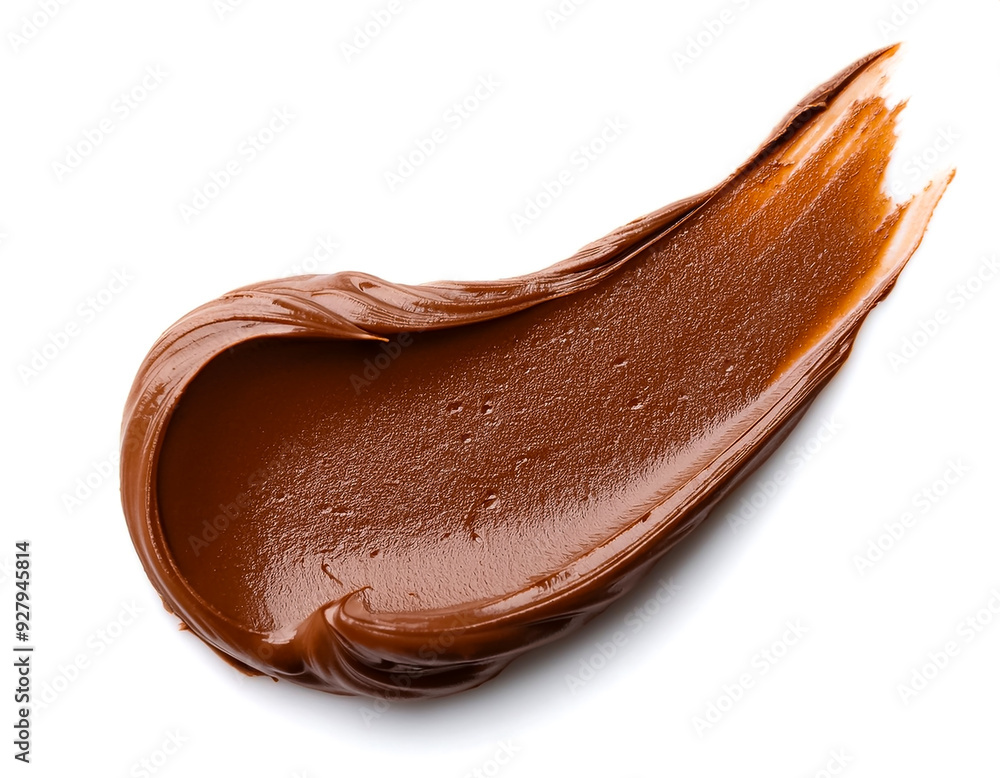 Creative Smear of tasty chocolate paste on white background Creative Smear of tasty chocolate paste on white background