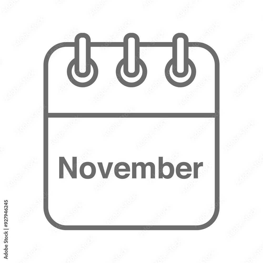 November icon vector. Daily, monthly, yearly calendar icon November icon vector. Daily, monthly, yearly calendar icon