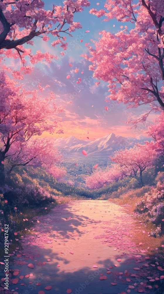 Obraz premium anime-style Enchanted Dusk in the Orchard: A Tranquil Fantasy of the Harvest Festival and Orchard Journey in a Dreamy Animated Setting,Anime-Style,illustration,Picture BooksFor Poster,Novel,UI,WEB,Gam