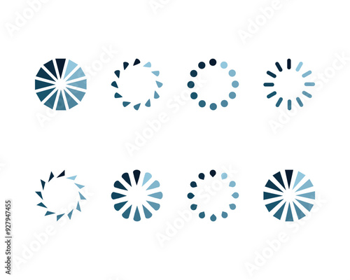 Collection Loading bar status icon. Vector illustration. Set of vector loaded icons. Download progress. Donload or Upload.
