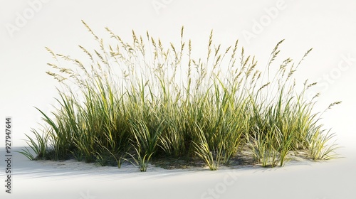 Mixed prairie grass bed featuring tall bluestem and switchgrass, ideal for natural landscaping and erosion control, isolated on white background photo