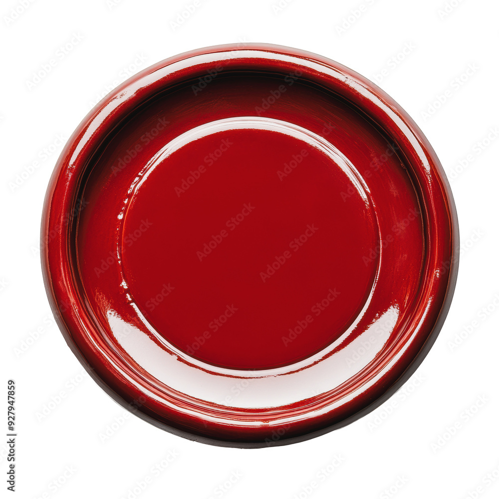 PNG Red ceramic plate on a white background PNG Red ceramic plate on a white background