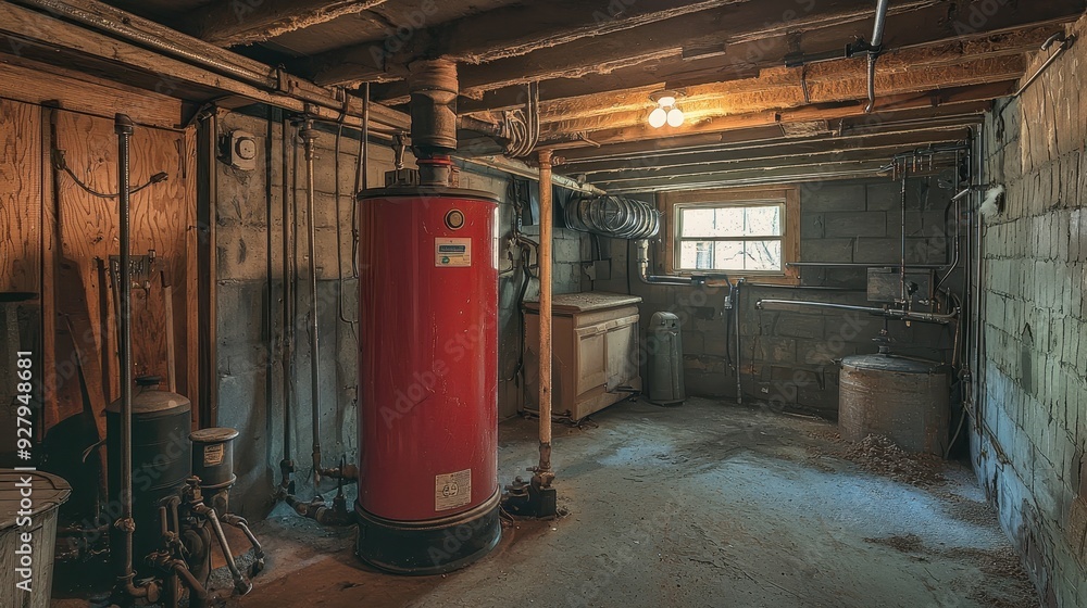 Old Basement with Water Heater. Old Basement with Water Heater.