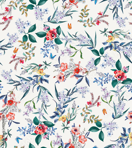 Spring botanical pattern, perfect for fashion and decoration.