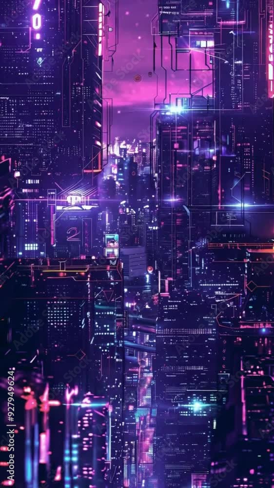 Abstract night city background in cyberpunk style Abstract night city background in cyberpunk style
