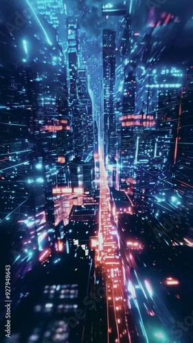 Wallpaper Mural Abstract night city background in cyberpunk style Torontodigital.ca