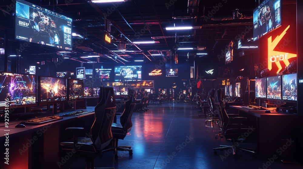 The E-sport Arena 3D Scene Rendering 8k Realistic Lighting The E-sport Arena 3D Scene Rendering 8k Realistic Lighting