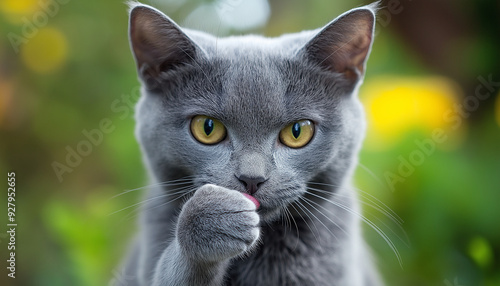 Gray Cat Portrait Paws, Whiskers, Eyes, Cute, Feline, Pet, Animal, Mammal, Adorable, Nature photo